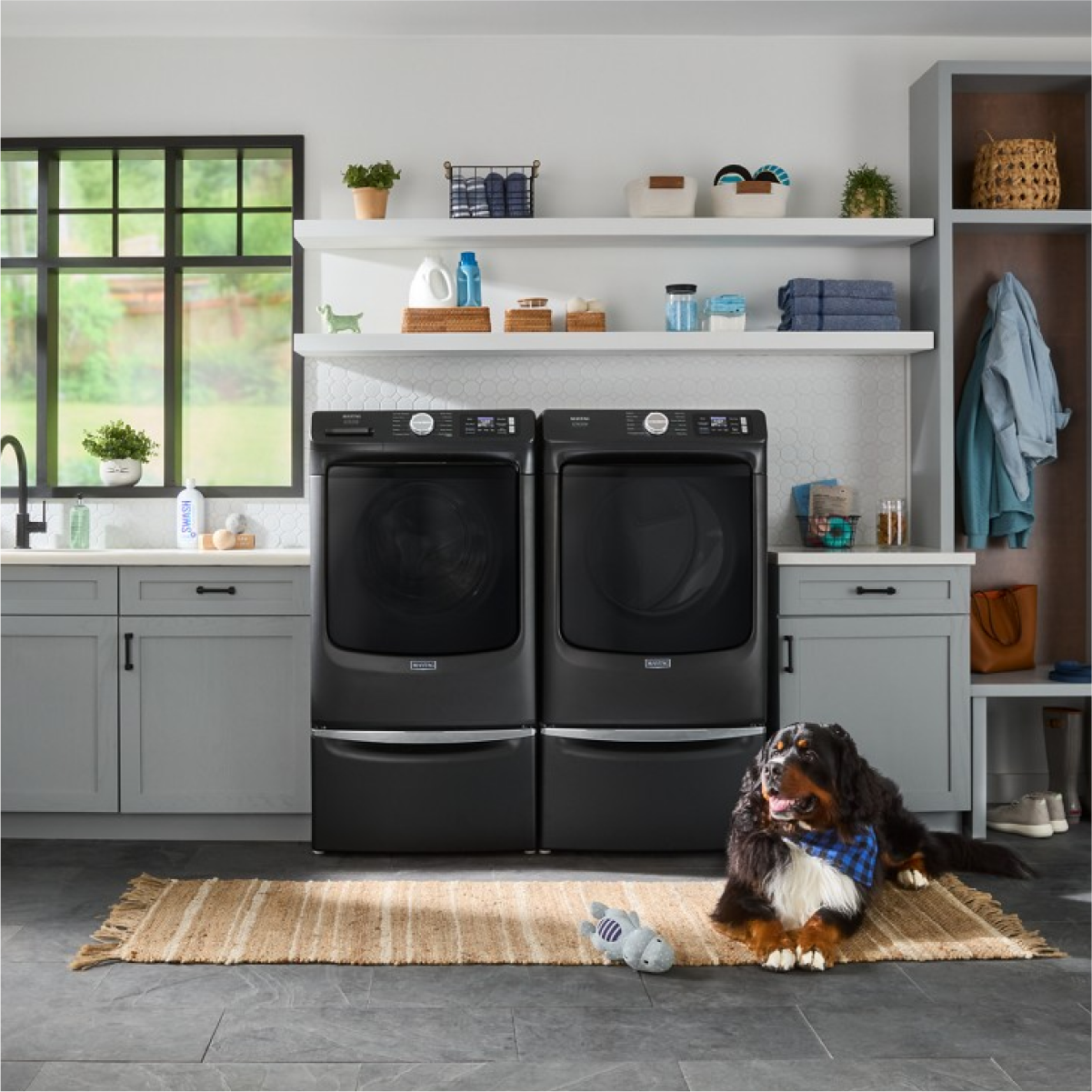 Alt View 7. Maytag - Maytag - 5.0 Cu. Ft. High-Efficiency Smart Front Load Washer with Steam and Pet Pro System - Volcano Black - Volcano Black.