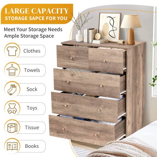 LARGE CAPACITY STORAGE SPACE FOR YOU  
Meet Your Storage Needs  
Ample Storage Space  
Clothes  
Towels  
Sock  
Toys  
Tissue  
Books