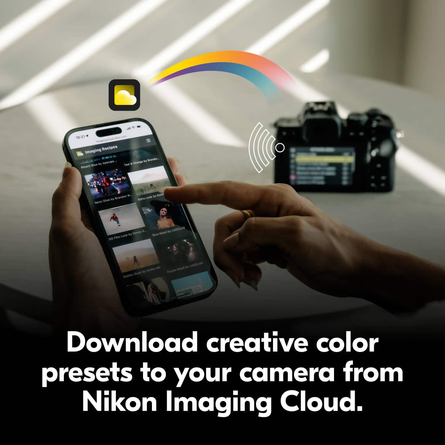 Download creative color presets to your camera from Nikon Imaging Cloud.