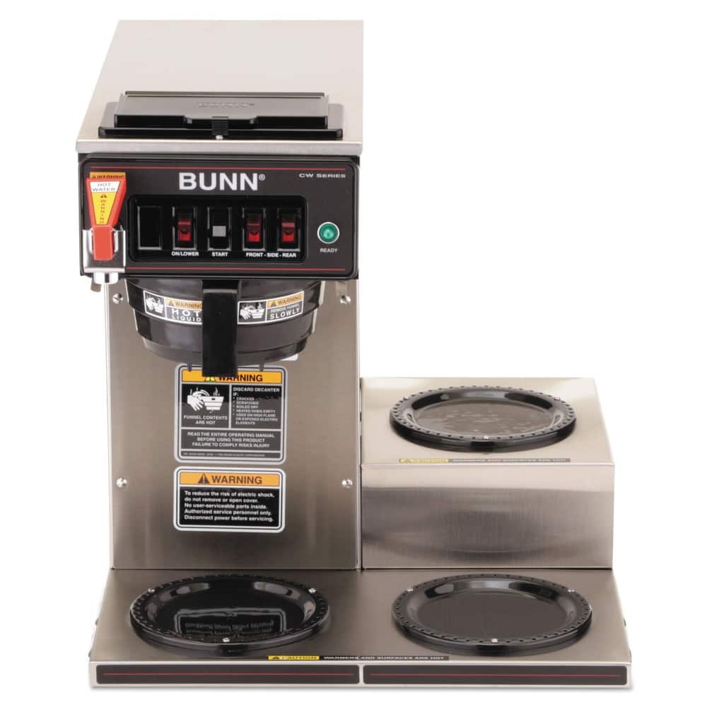 BUNN - 12950.0212 CWTF-3 3 Burner 12-Cup Automatic Coffee Brewer - Black/ - Stainless Steel