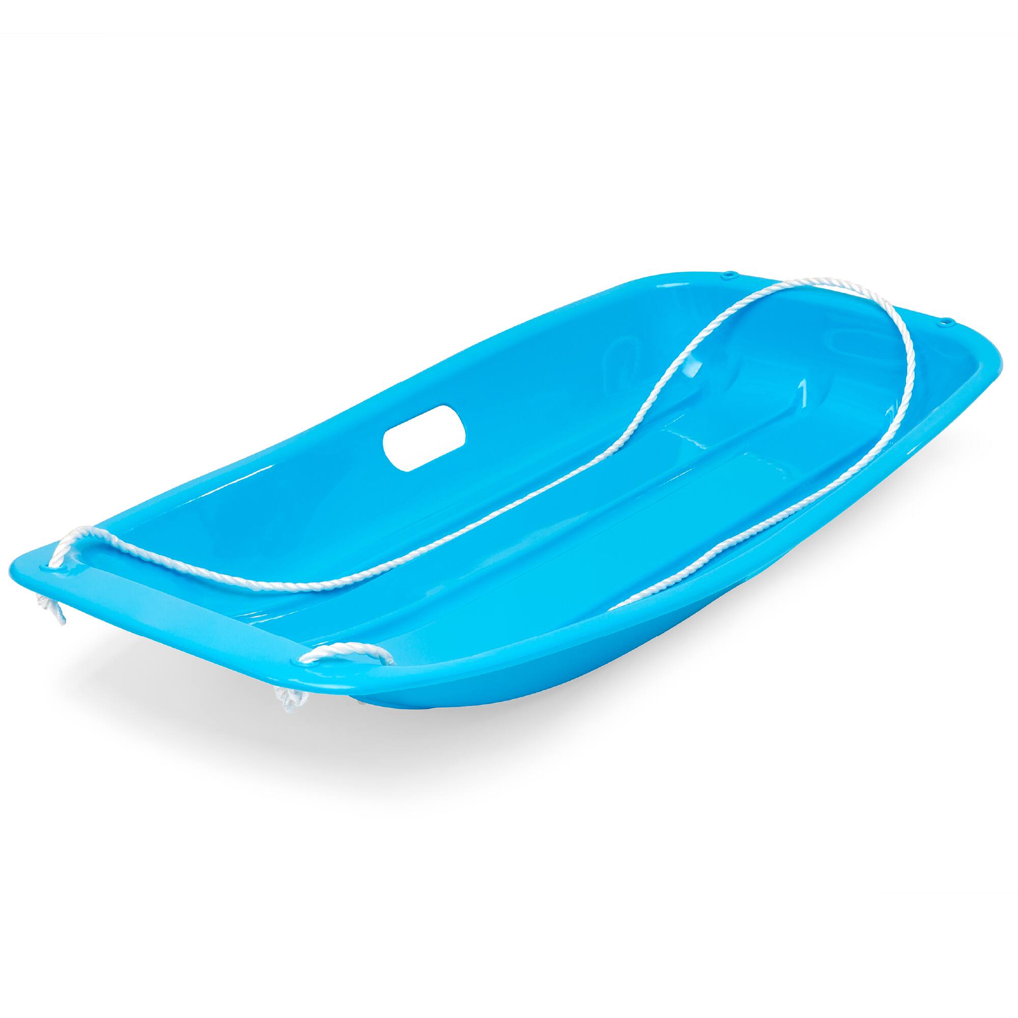 Alt View 1. Best Choice Products - Best Choice Products 35in Kids Outdoor Plastic Sport Toboggan Winter Snow Sled Board w/ Pull Rope, 2 Handles - Ice Blue - Ice Blue.