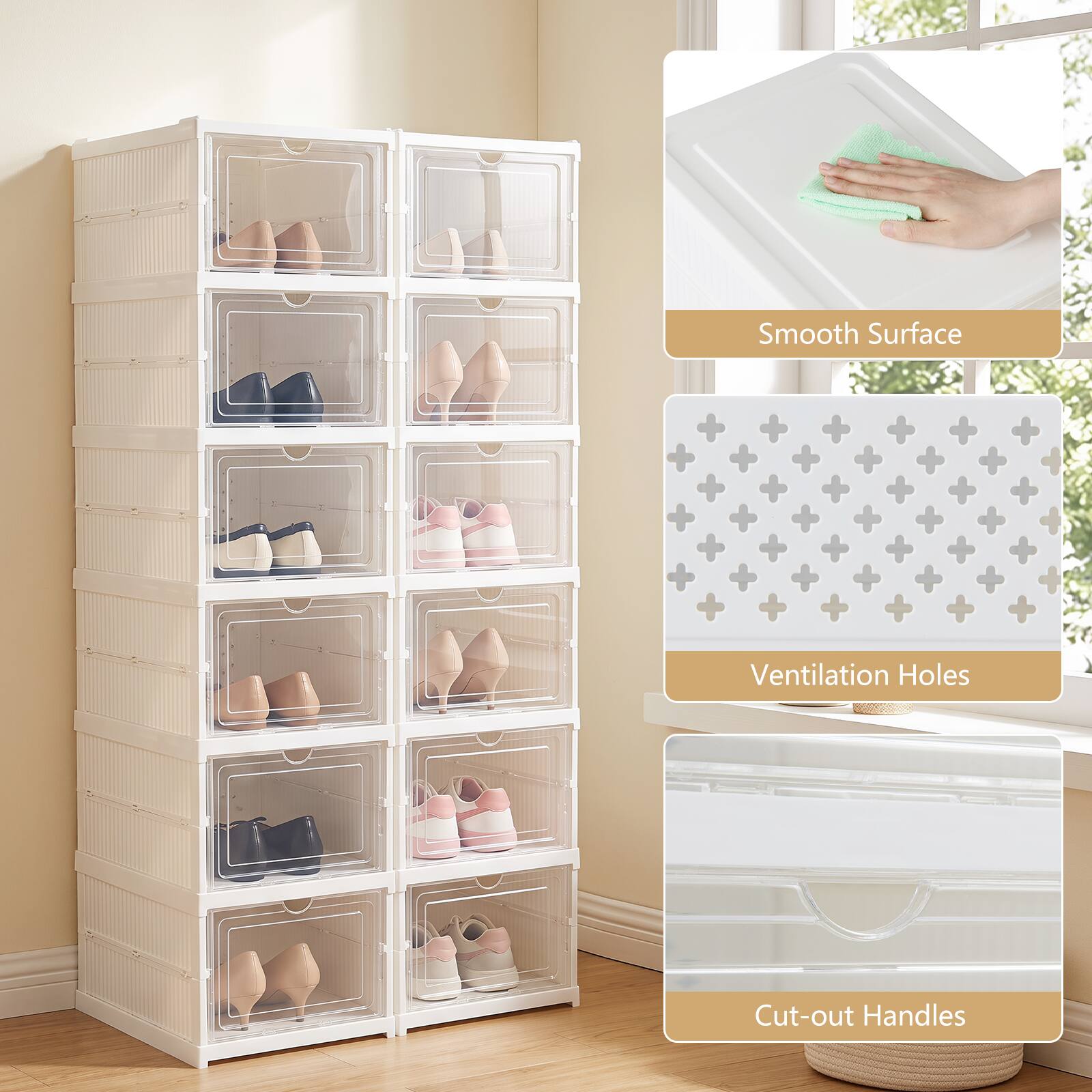 - Smooth Surface
- Ventilation Holes
- Cut-out Handles