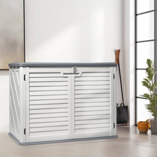 Alt View 5. Winado - 235 Gallon Portable Storage Box, Containers with Lockable Lid for Indoor Outdoor Garden Balcony Yard Patio Furniture - Gray & White.