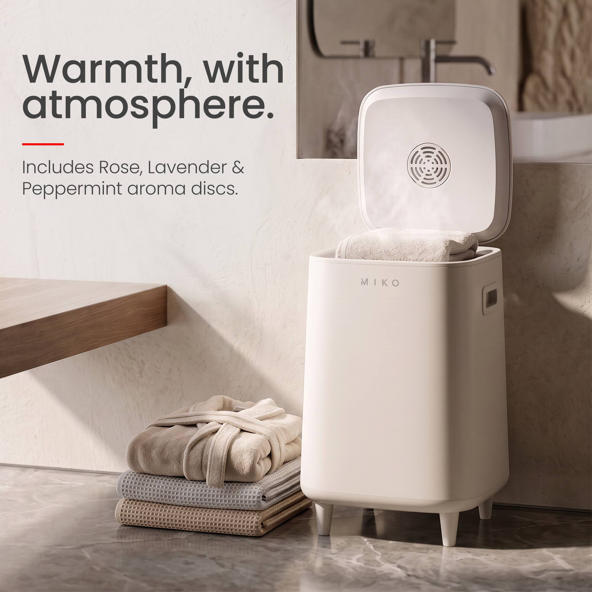 Warmth, with atmosphere.  
Includes Rose, Lavender & Peppermint aroma discs.  
MIKO
