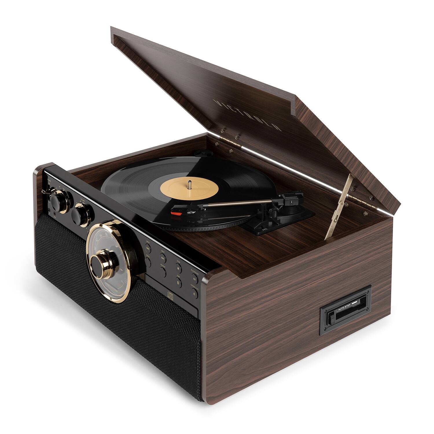 Alt View 22. Victrola - Empire Bluetooth 6-in-1 Record Player - Gold/Brown/Black.