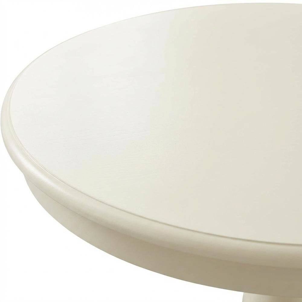 Alt View 2. FurniFact - Linen White Round Pedestal Table - Linen White.