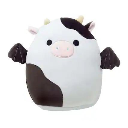 Front. Kellytoy - Squishmallows 8 Inch Plush | Cillian The Cow Bat - White.