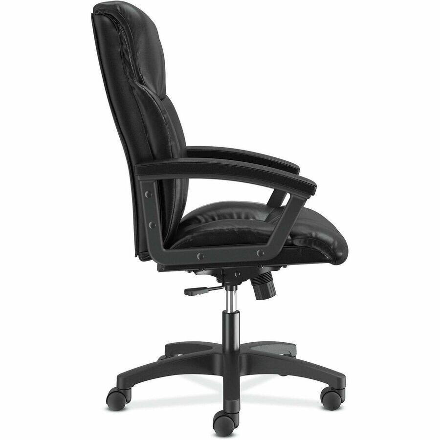 Left. HON - HON VL151 Executive High-Back Chair - Black - Leather - 1 Each - Black.
