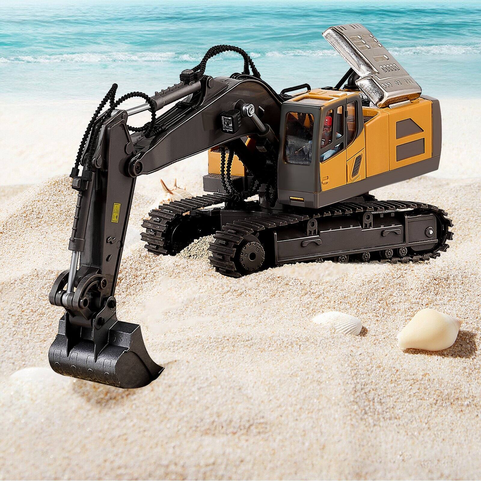 Alt View 1. Glintex - RC Excavator Toy 11-Channel 1:20 Scale Remote Control Digger with Lights & Sounds, Construction Vehicle for Kids.