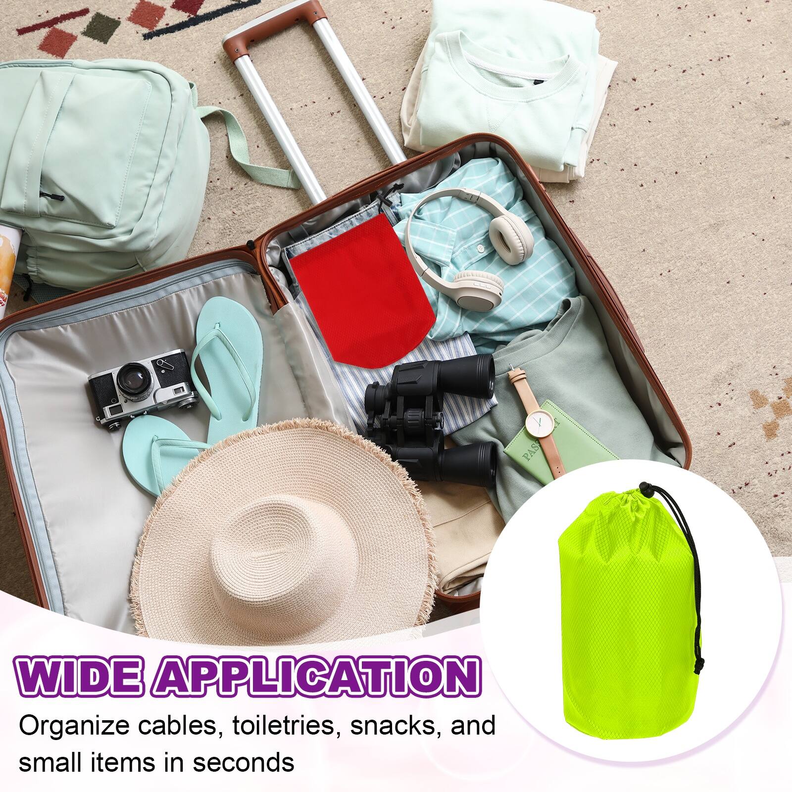 WIDE APPLICATION  
Organize cables, toiletries, snacks, and small items in seconds