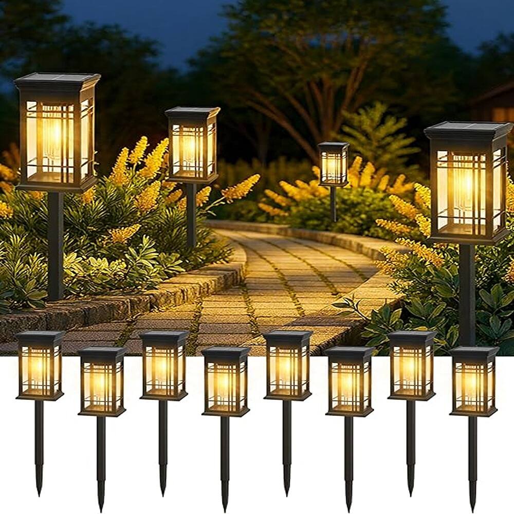RTMB - Landscape Lighting Solar Lights Outdoor 8-Pack Waterproof Solar-Powered - Black 8 pack