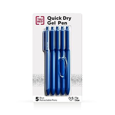 TRU Quick Dry Gel Pen  
RED  

5 Blue Retractable Pens  
0.5 mm Tip  
1 Size