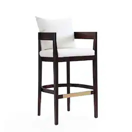 Manhattan Comfort - Ritz Mid-Century Modern Wood Upholstered Barstool - Ivory