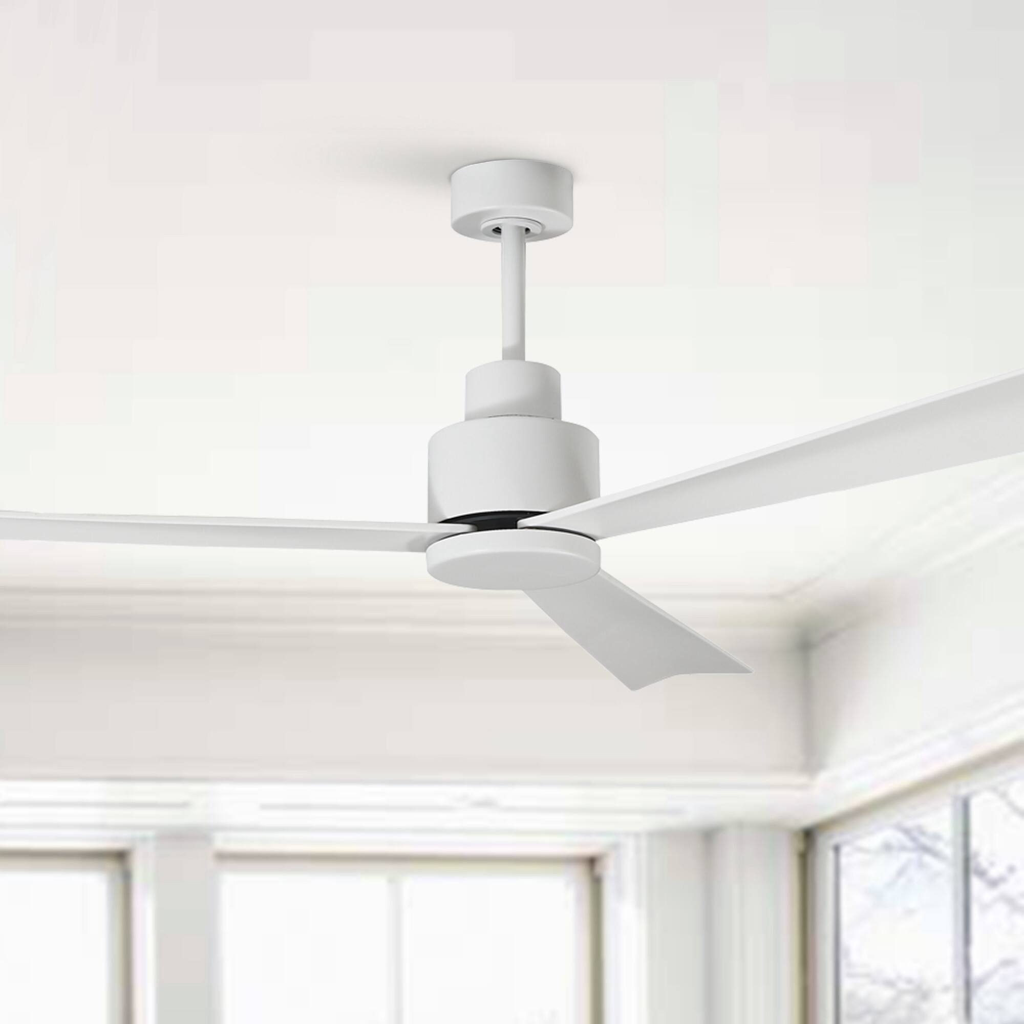 Alt View 2. Parrot Uncle - 52" Modern 3-Blade Ceiling Fan with Reversible DC Motor, 6-Speed, Remote Control, No Light - White.