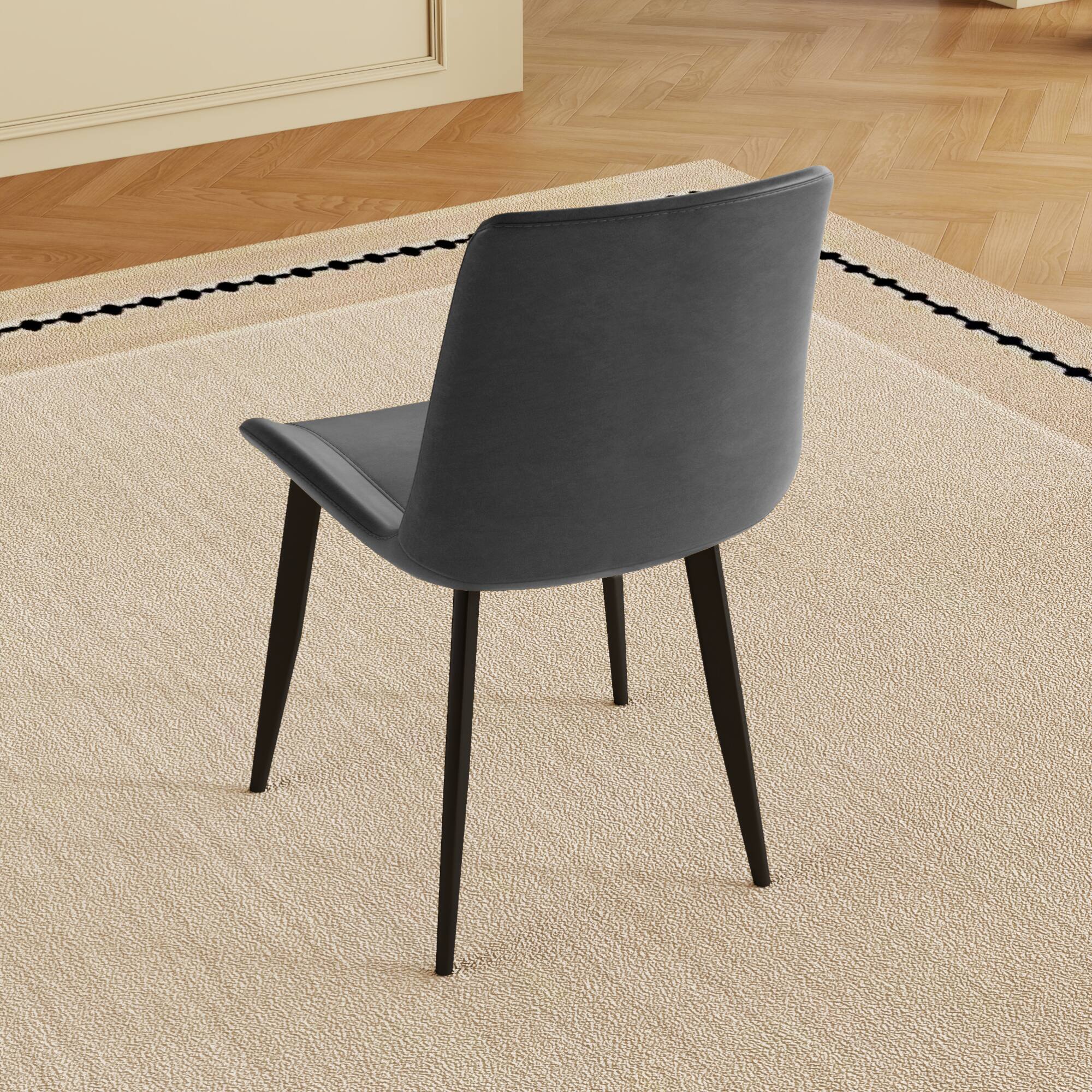 Alt View 7. GOODSILO - Modern Dining Chair with PU Leather Upholstery and Metal Frame for Kitchen and Dining Room, Set of 4 - Grey.