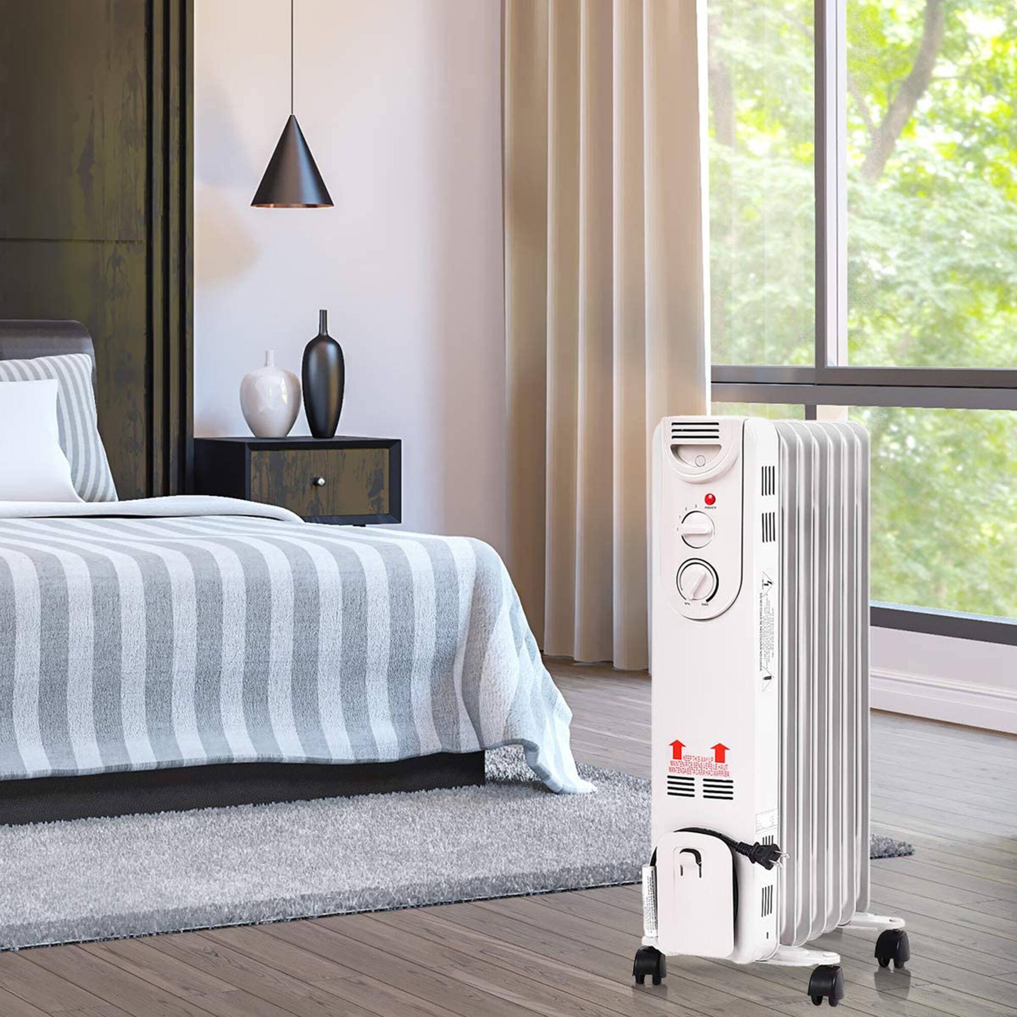 Alt View 2. Gymax - Gymax 1500W Oil Filled Radiator Space Heater w/ Adjustable Thermostat Home Office - White.