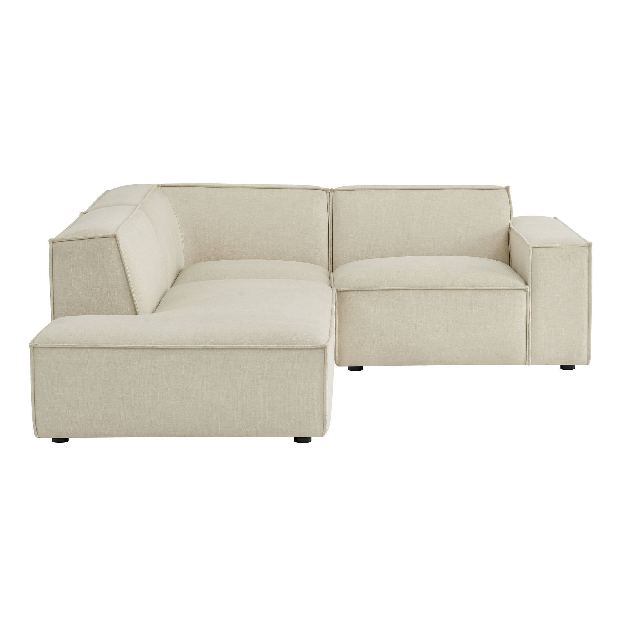 Alt View 6. Modway - Restore 3-Piece Performance Fabric Upholstered Modular L-Shaped Sectional Sofa by Modway - Ecru.