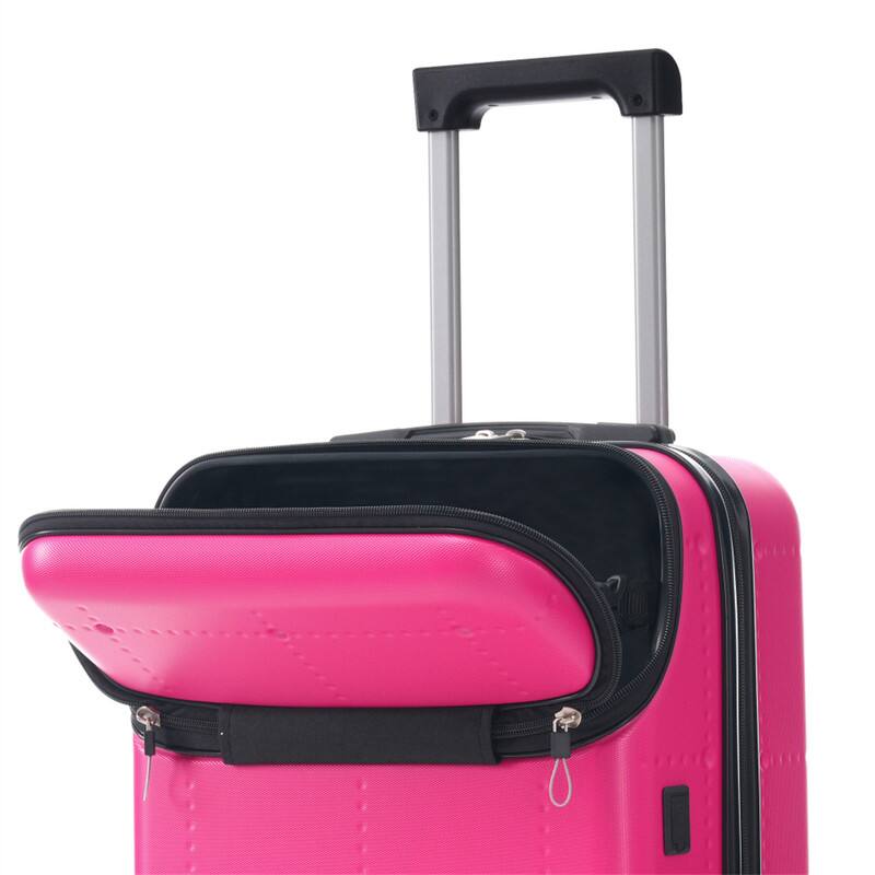 Alt View 8. HTUTWOO - Hardside Luggage - 5 Piece with Bags -20" Half-opening Carry on with USB Port,Expandable 24"/28",Spinner Wheels,TSA Lock - Pink.
