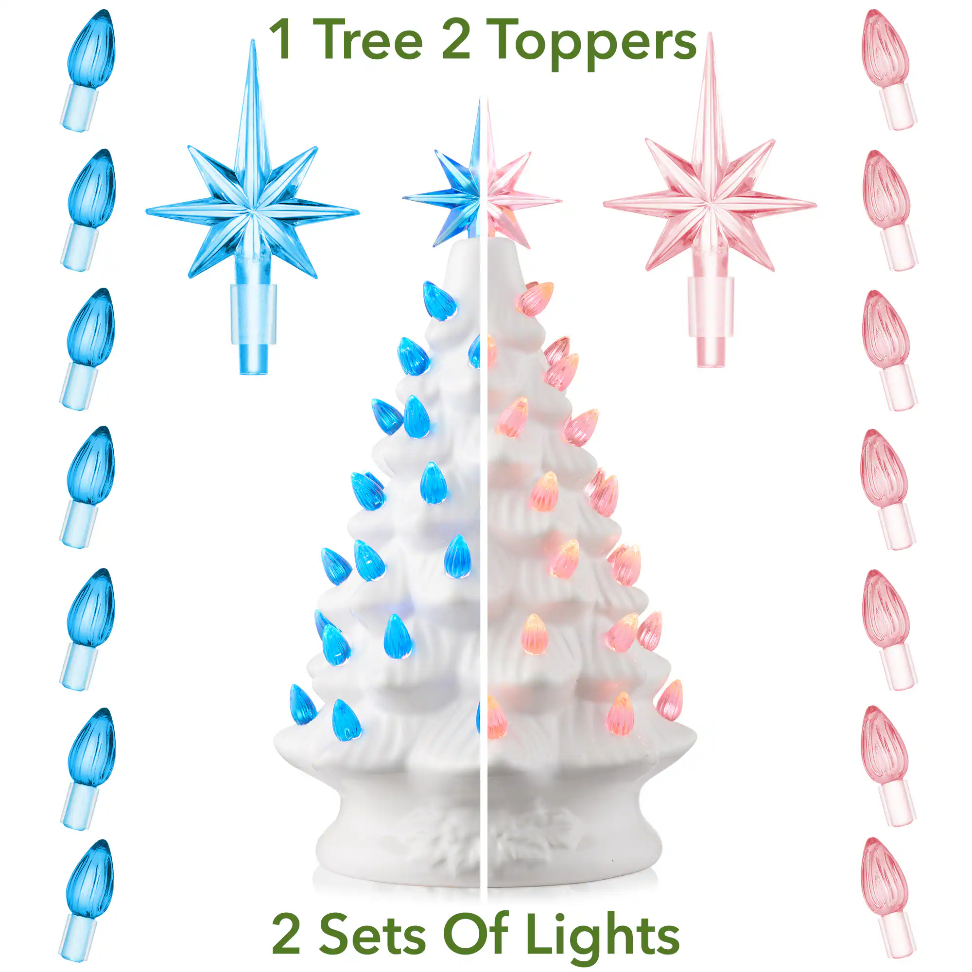 1 Tree 2 Toppers  
2 Sets Of Lights