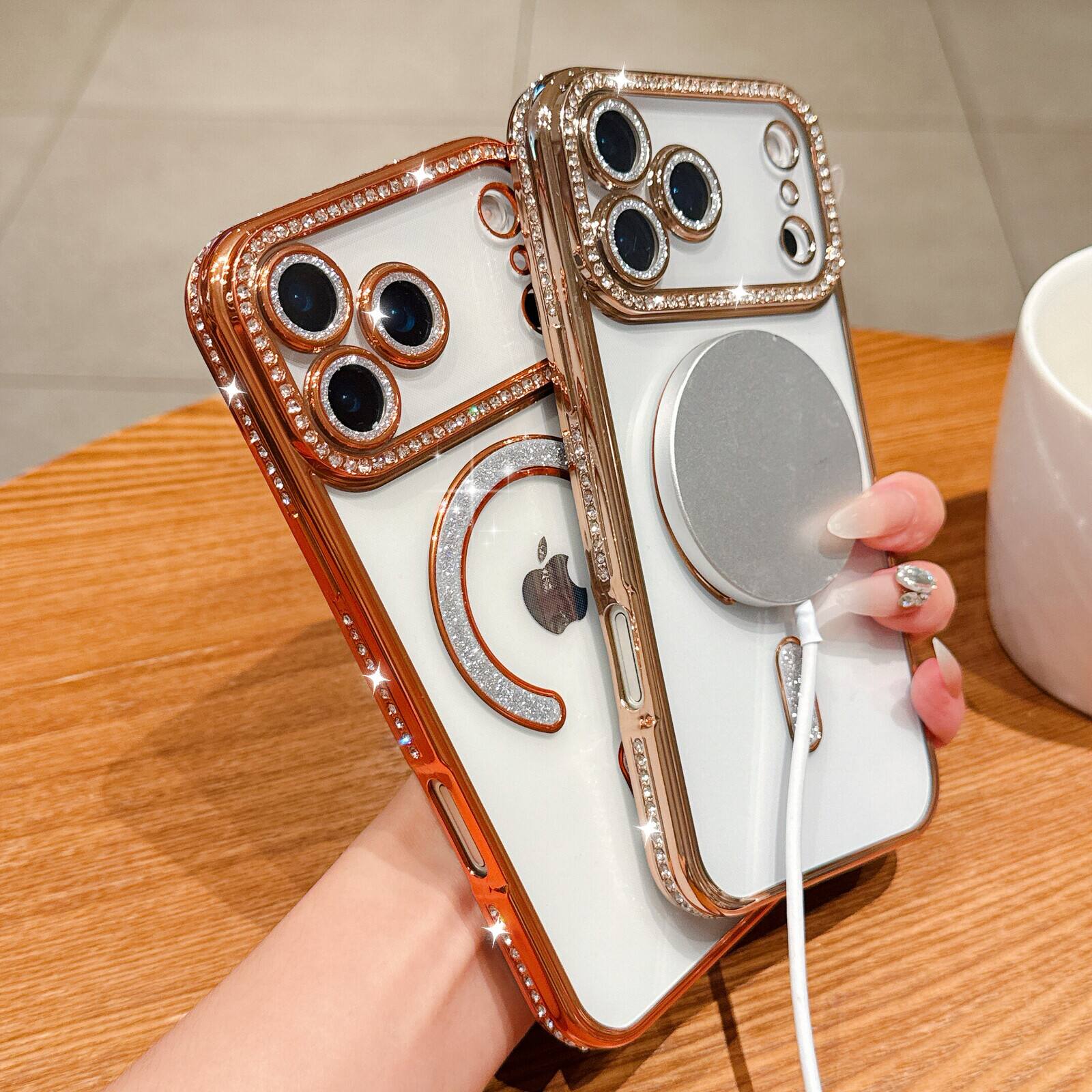Alt View 1. UUCOVER - For Apple iPhone 18 Pro Max Magnetic Case with Camera Lens Protector, Compatible with MagSafe Slim Glitter Clear Cover - Silver.