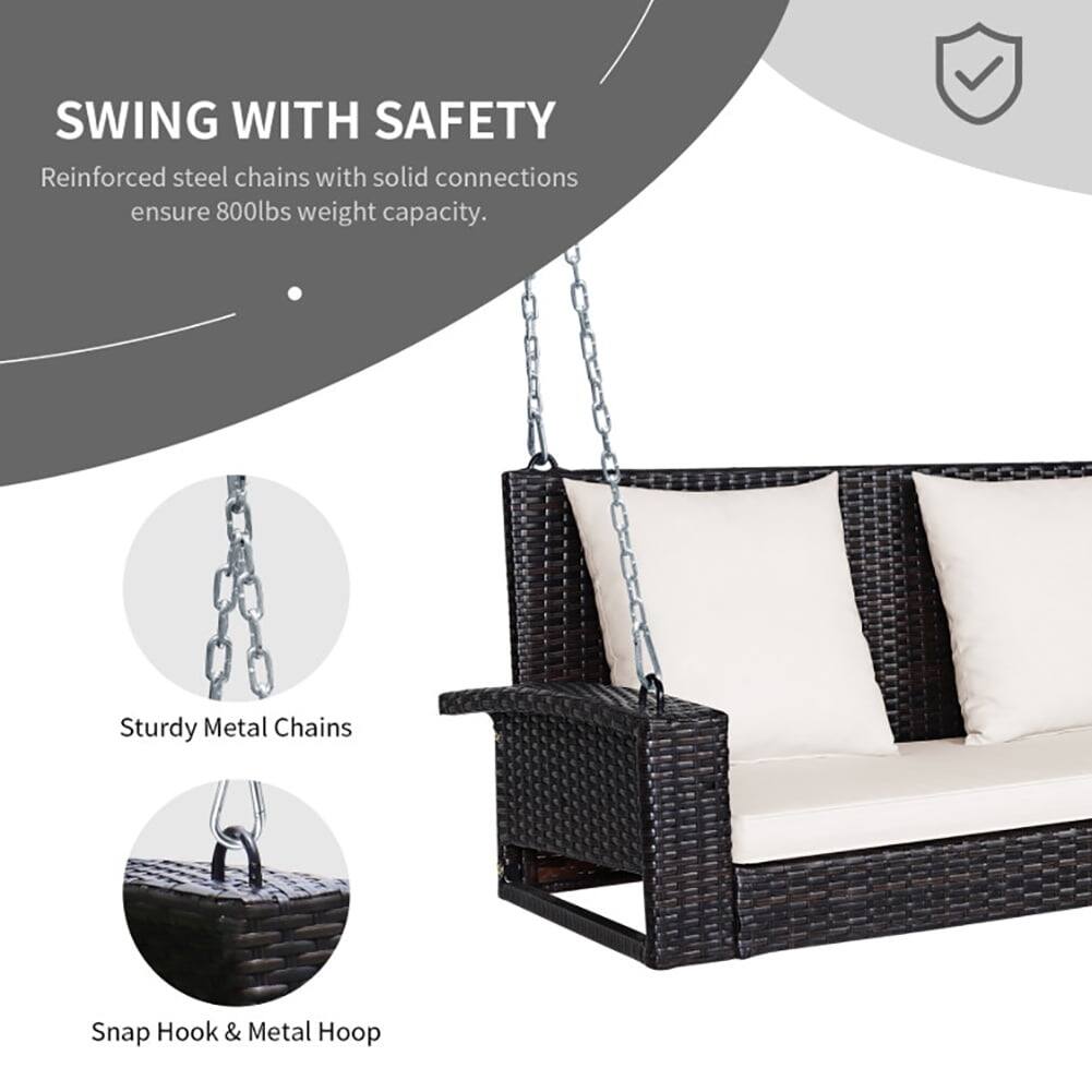 SWING WITH SAFETY  
Reinforced steel chains with solid connections ensure 800lbs weight capacity.  

- Sturdy Metal Chains  
- Snap Hook & Metal Hoop