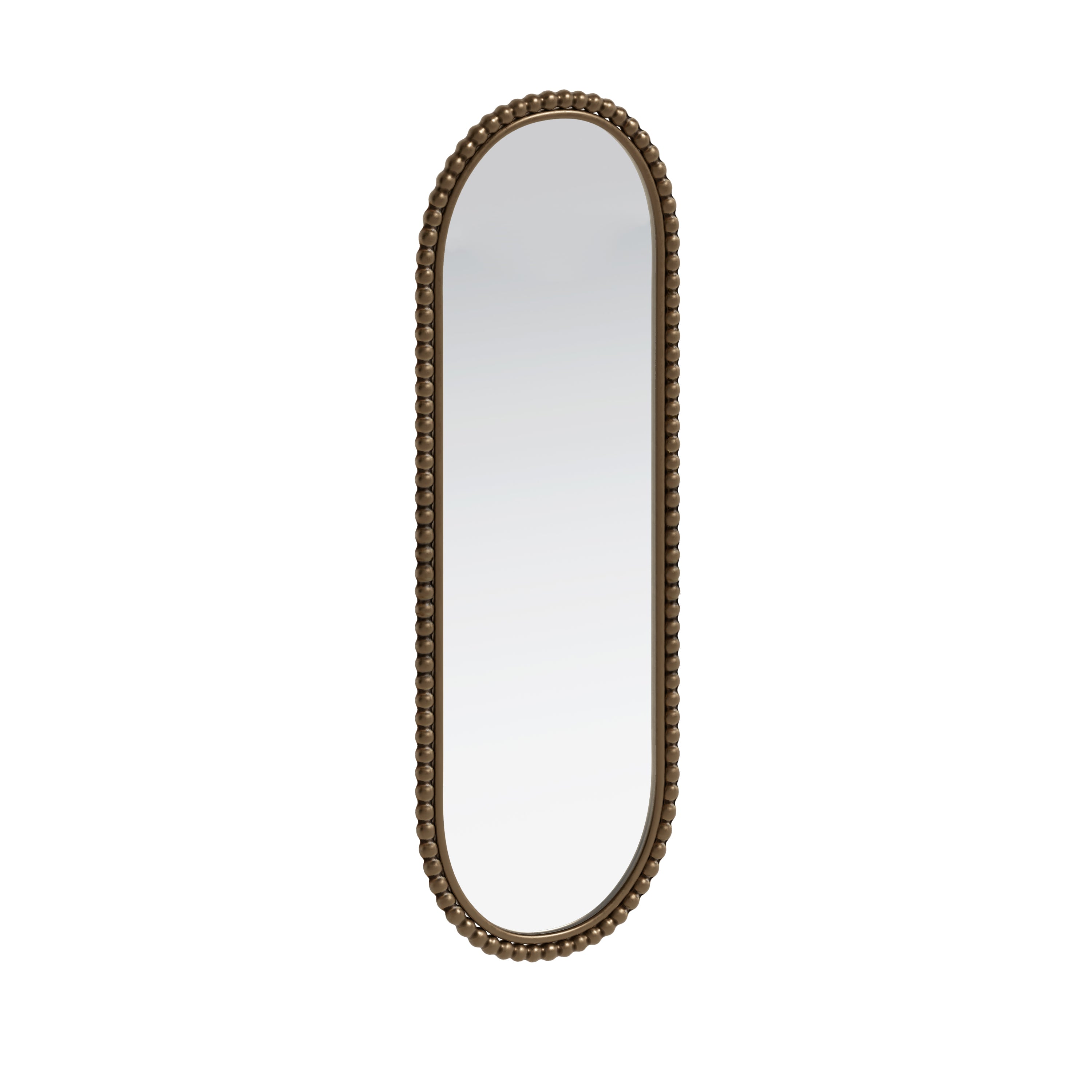 Alt View 1. BreeBe - Iron Art Oval Gold Antique Finish Wall Hanging Mirror for Living Room Bedroom Entryway Glass & Metal 15.75x47.25 in - Gold.