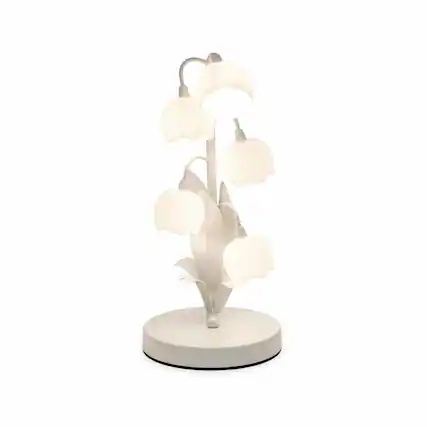 Front. FINEAK - 14.72" White Lily of The Valley Vintage Bedside Lamp.