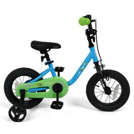 Costway - 12-Inch Kids Bicycle with Adjustable Seat Front Handbrake & Coaster Brake - Navy,Green