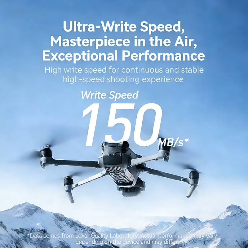Ultra-Write Speed, Masterpiece in the Air, Exceptional Performance

High write speed for continuous and stable high-speed shooting experience

Write Speed 150 MB/s*

*Data comes from Lexar Quality Laboratory. Actual performance may vary depending on the device and may differ.