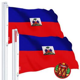 G128 - 2-Pack Haitian Flag, Embroidered 220GSM Spun Polyester, Heavy Duty 5x8 ft, Brass Grommets - Assorted Colors