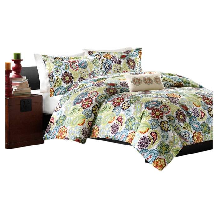 Angle. Hivvago - King size Multi Color Paisley 4 Piece Bed Bag Comforter Set - MultiColor.