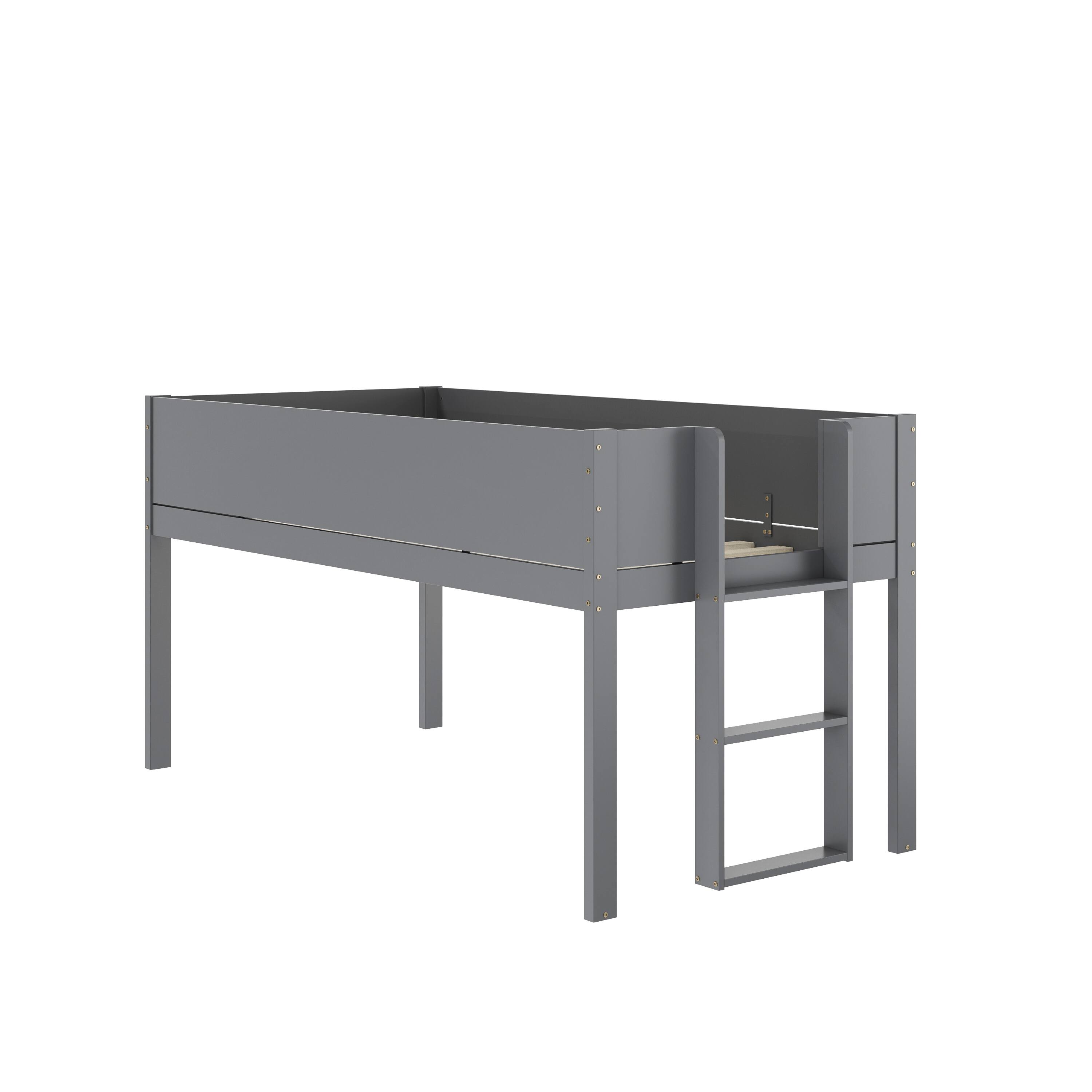 Alt View 10. Emma + Oliver - Samuel Kids Bunk Bed with Convertible, Solid Wood Frame and Easy-to-Climb Ladder with No Box Spring Required - Gray.