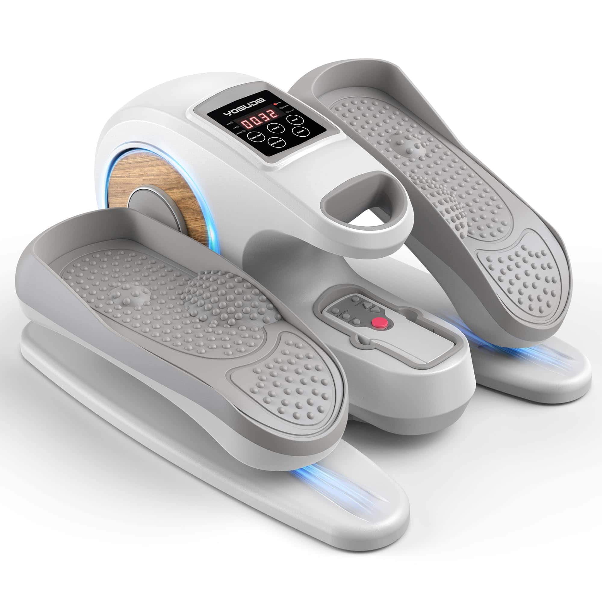 FED Fitness - Under Desk Elliptical Machine, Seated Pedal Exerciser for Seniors Fully Assembled, Portable Quiet Electric Leg Exerciser - White/Gray
