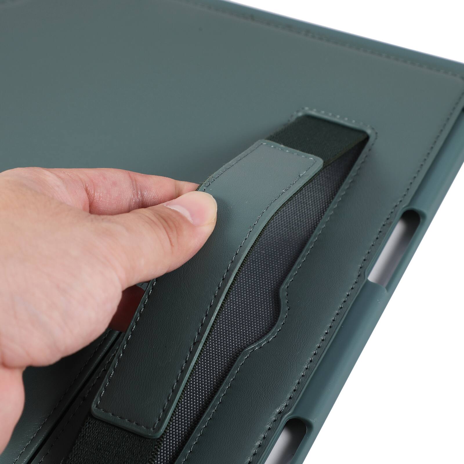 Alt View 7. Dteck - Shockproof Case for Apple iPad Air (M4) 13" 2026 with Hand Strap and Foldable Kickstand, PU Leather TPU Protective Cover - Darkgreen.