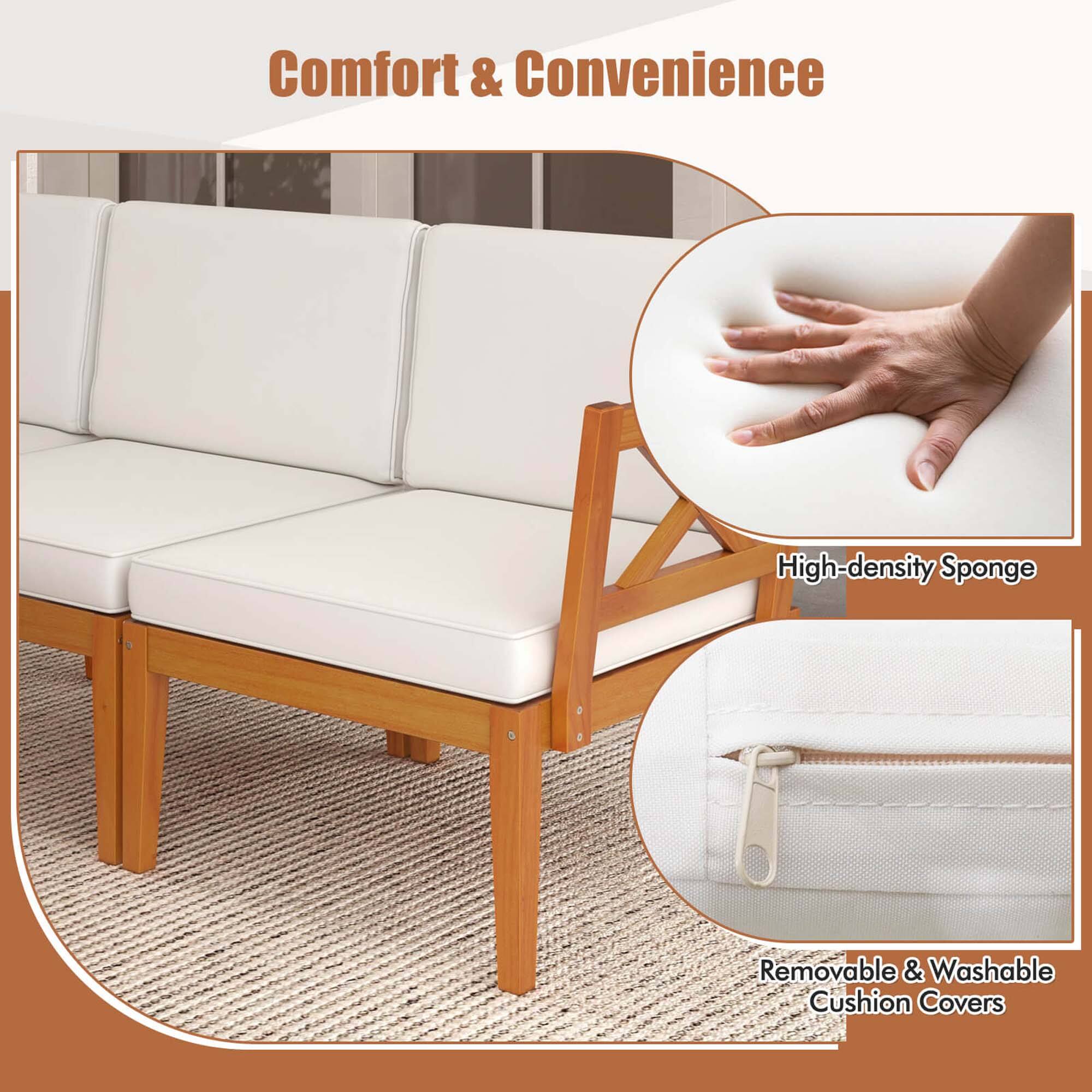 Comfort & Convenience: High-density Sponge Removable & Washable Cushion Covers