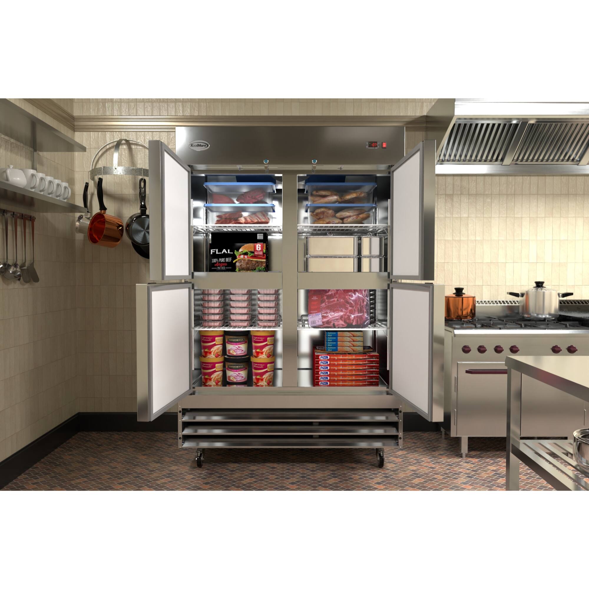 Alt View 6. Koolmore - 54 in. Commercial Stainless Steel Solid Half Door Reach-In Freezer, 47 cu. ft. RIF-2D-SSHD - Stainless steel.