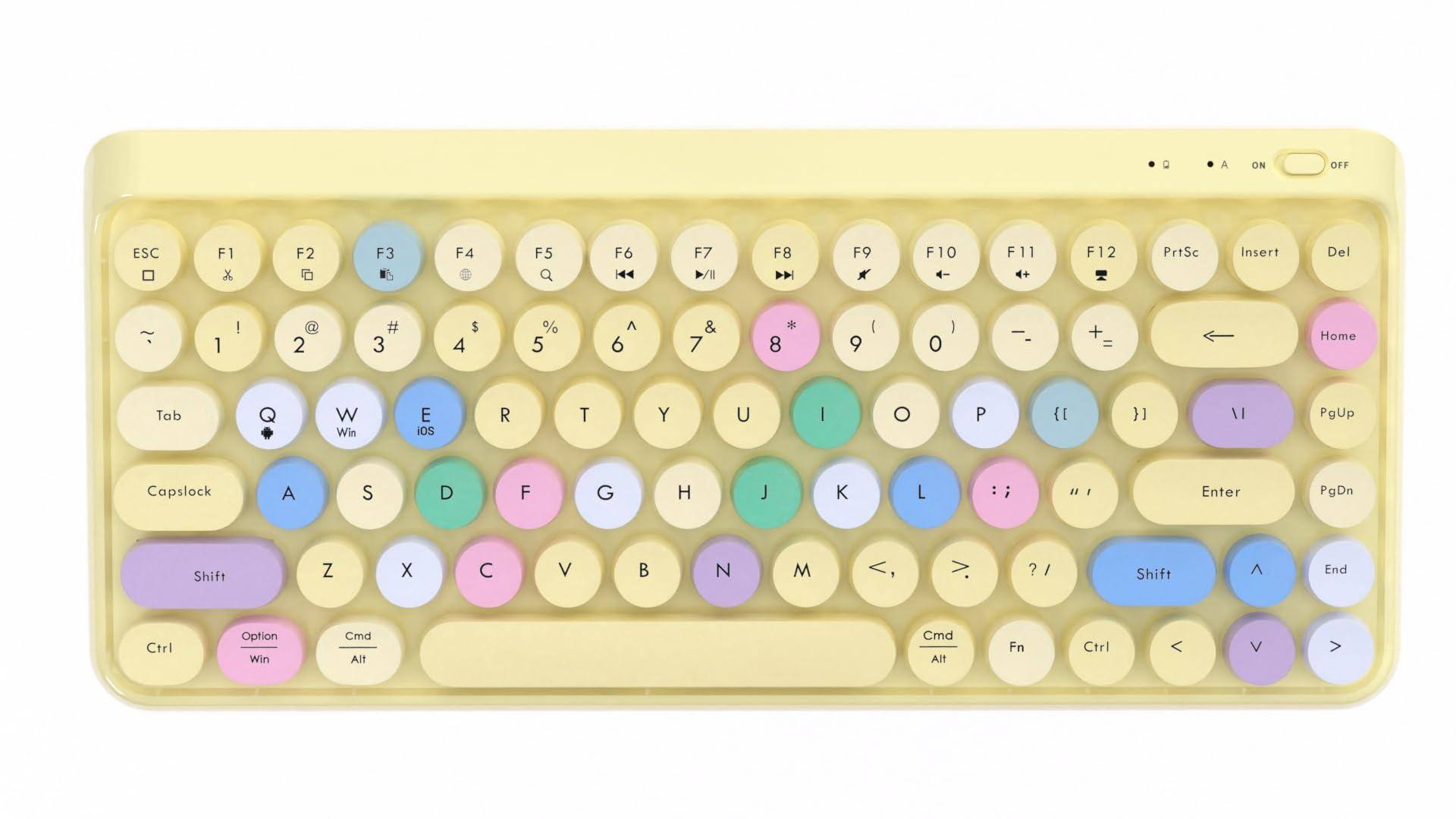 Sure, here is the corrected and grouped text from the image:

**Top Row:**
- ESC
- F1
- F2
- F3
- F4
- F5
- F6
- F7
- F8
- F9
- F10
- F11
- F12
- PrtSc
- Insert
- Del

**Second Row:**
- ` (grave accent)
- 1
- 2
- 3
- 4
- 5
- 6
- 7
- 8
- 9
- 0
- - (minus)
- + (plus)
- = (equal)
- Backspace

**Third Row:**
- Tab
- Q
- W
- E
- R
- T
- Y
- U
- I
- O
- P
- [ (left bracket)
- ] (right bracket)
- \ (backslash)
- Home

**Fourth Row:**
- Capslock
- A
- S
- D
- F
- G
- H
- J
- K
- L
- ; (semicolon)
- ' (