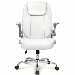 Frangdom - Ergonomic High-Back Gaming Chair Flip-Up Arms Adjustable Swivel PU - White
