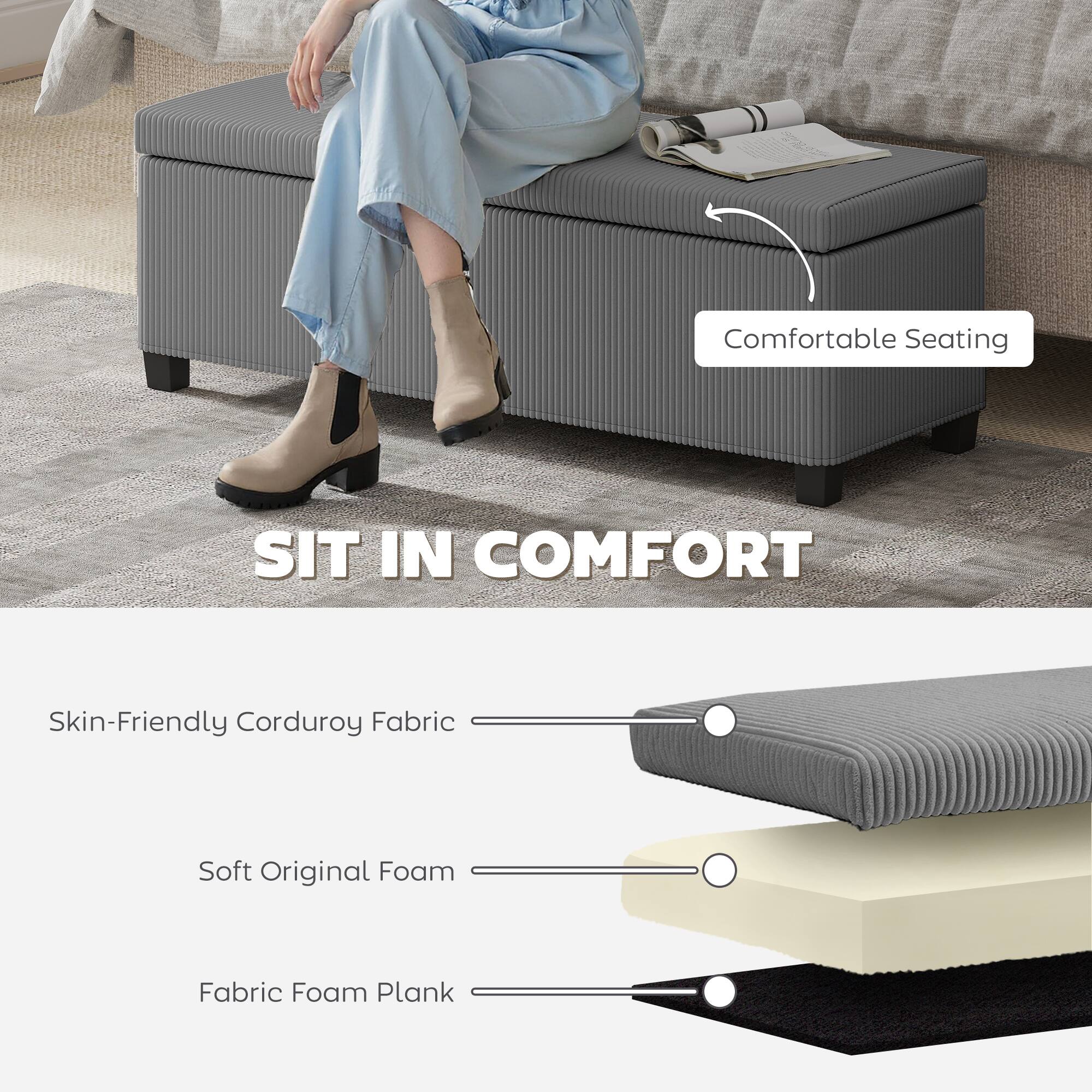 Comfortable Seating  
SIT IN COMFORT  

Skin-Friendly Corduroy Fabric  
Soft Original Foam  
Fabric Foam Plank