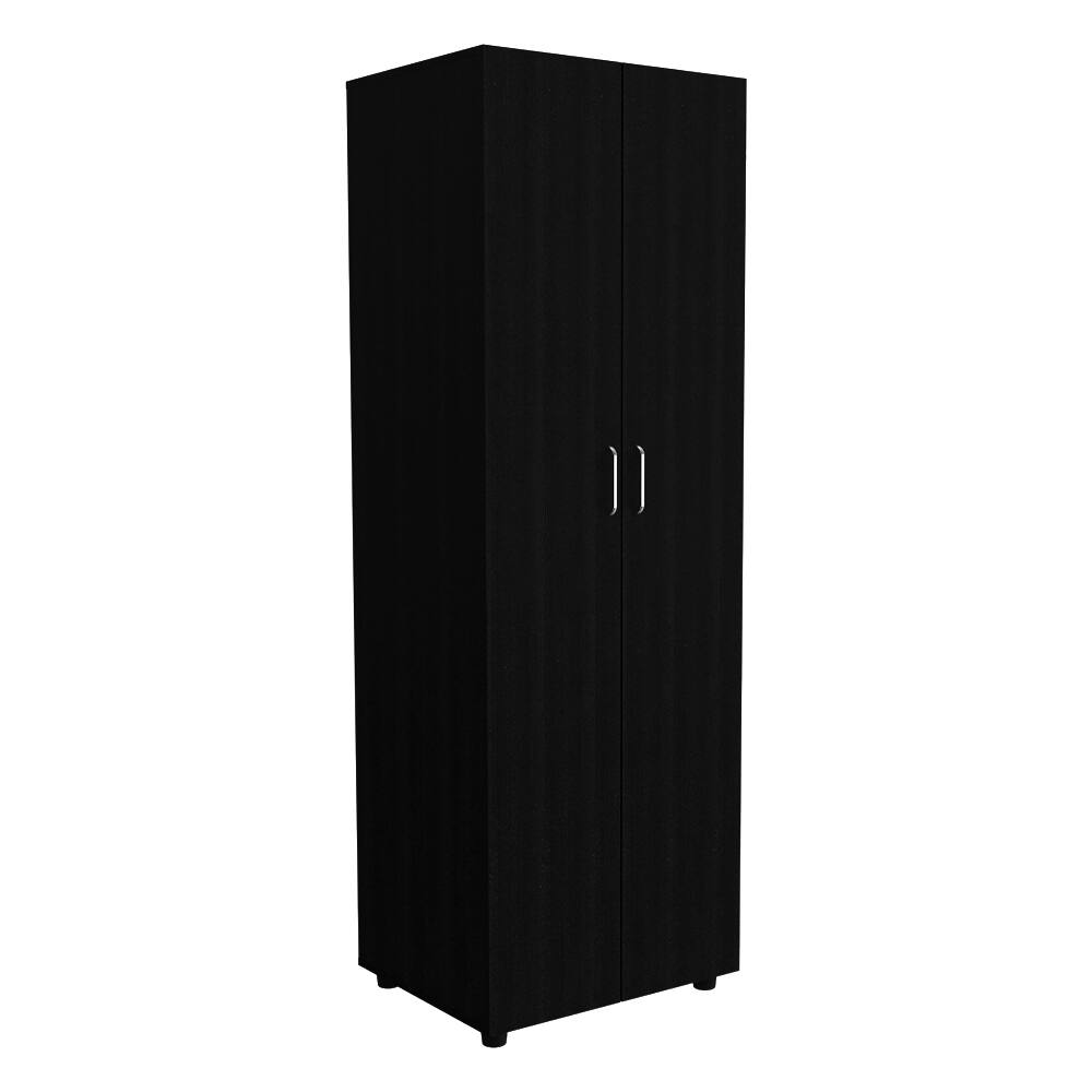 Left. Loheer - Loheer Black 2 Piece Bedroom Set London Armoire And Shoe Rack - Black.
