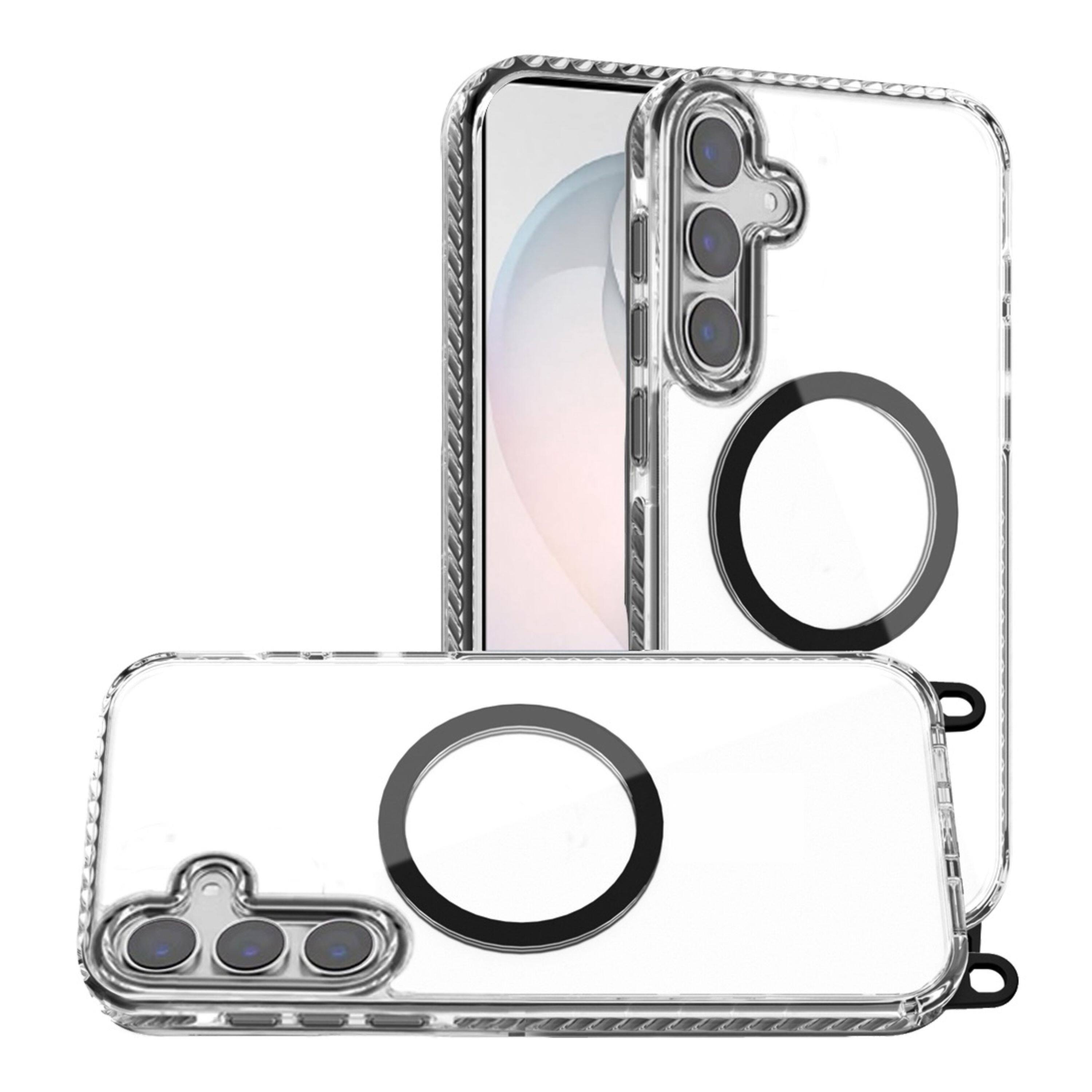 Back. Kitcheniva - Transparent Phone Case With Matching Lanyard Tempered Glass For Samsung Galaxy S26 Plus Black - Black.