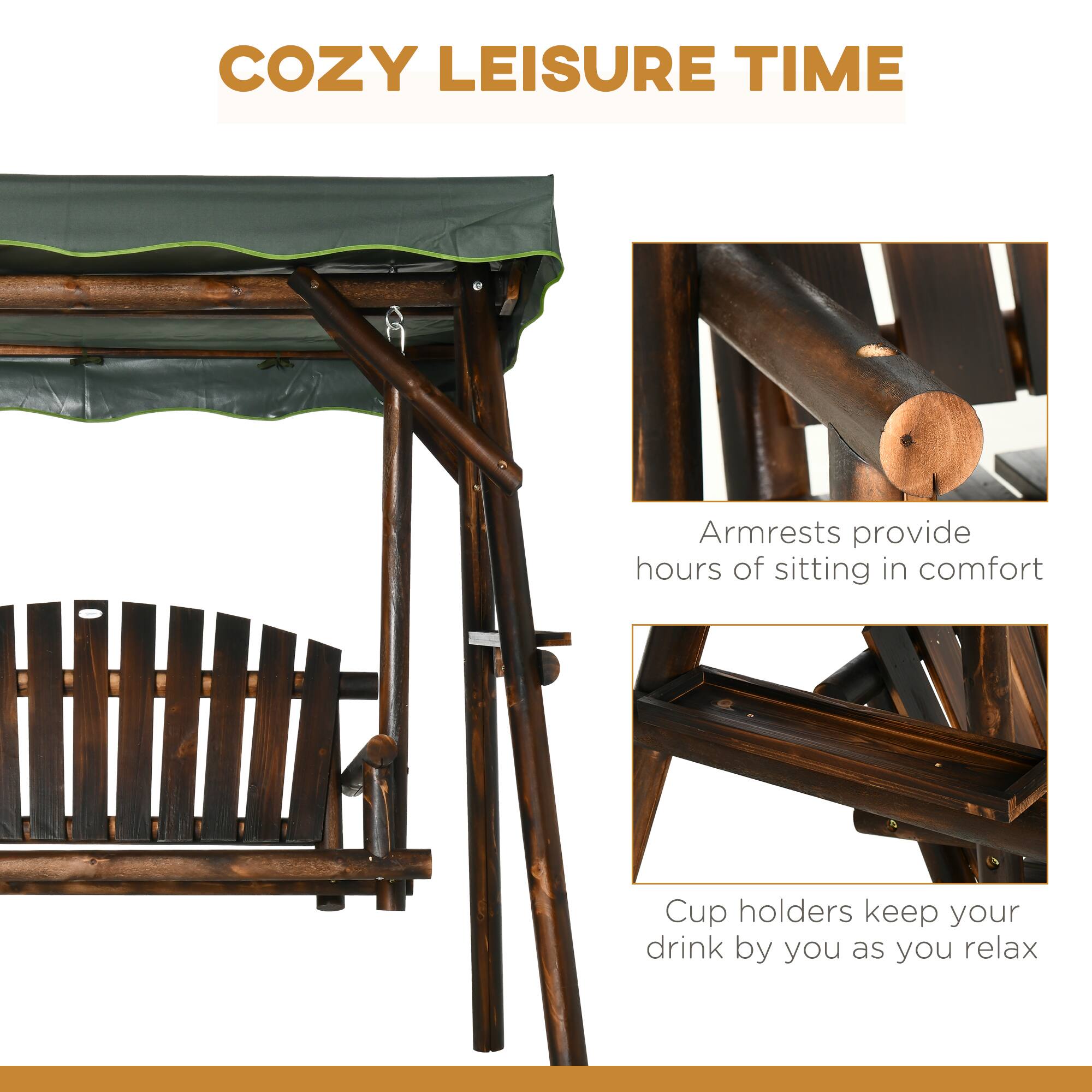 COZY LEISURE TIME
Armrests provide hours of sitting in comfort
Cup holders keep your drink by you as you relax