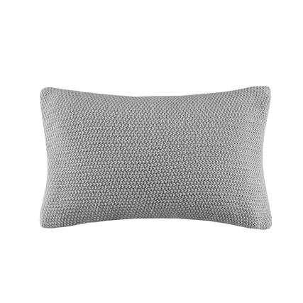 Front. Gracie Mills - Gracie Mills Lessie Ultra-Soft Knit Oblong Pillow Cover - Grey.