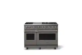 Viking - 48 in. Wide 6 Burner Pro 5 Series 6.1 Cu. Ft. Freestanding Sealed Burner Gas Convection Range w. Griddle - Damascus Gray - Damascus Gray