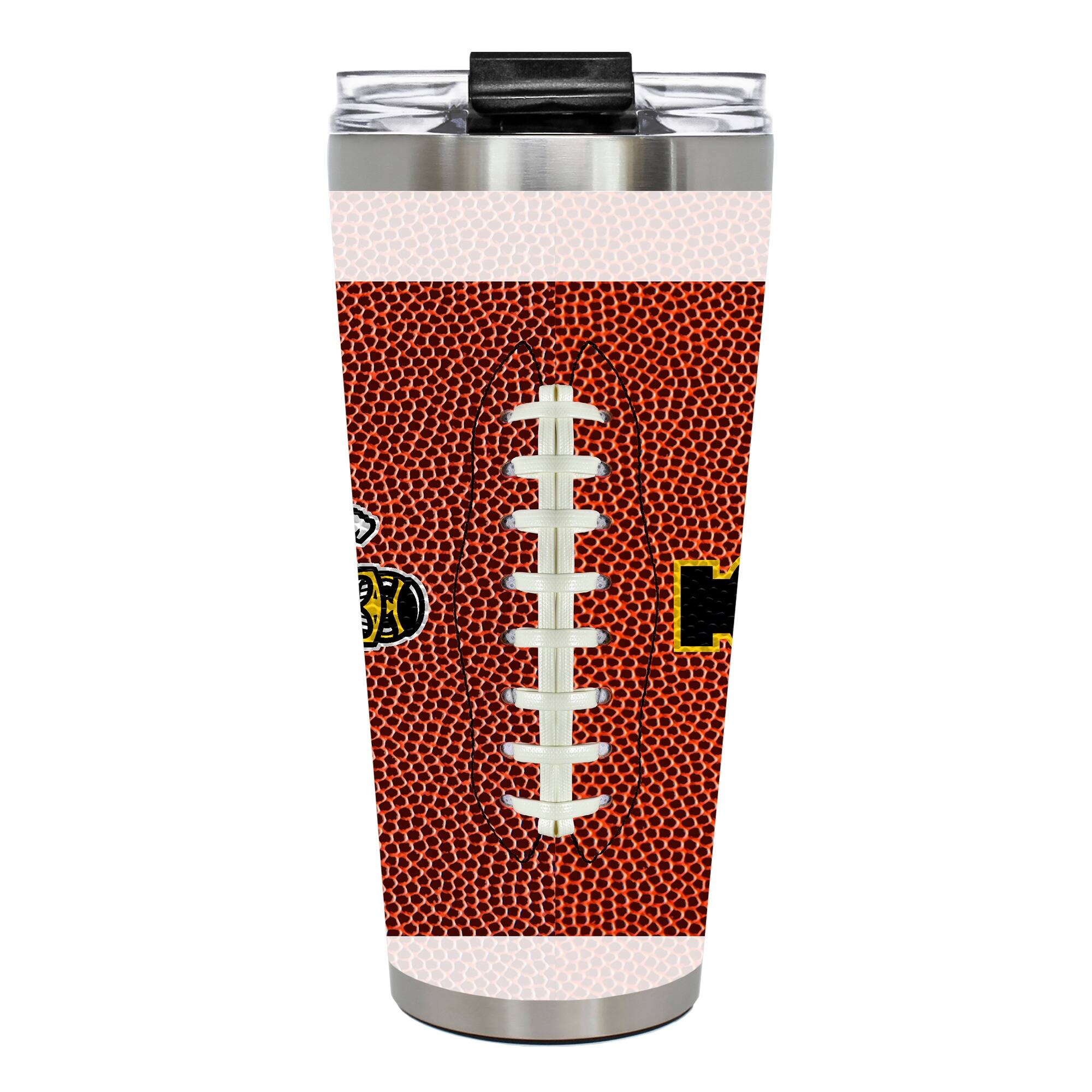 Alt View 2. Great American Products - Iowa Hawkeyes 32oz. Big Slim Game Ball Travel Tumbler - Brown.