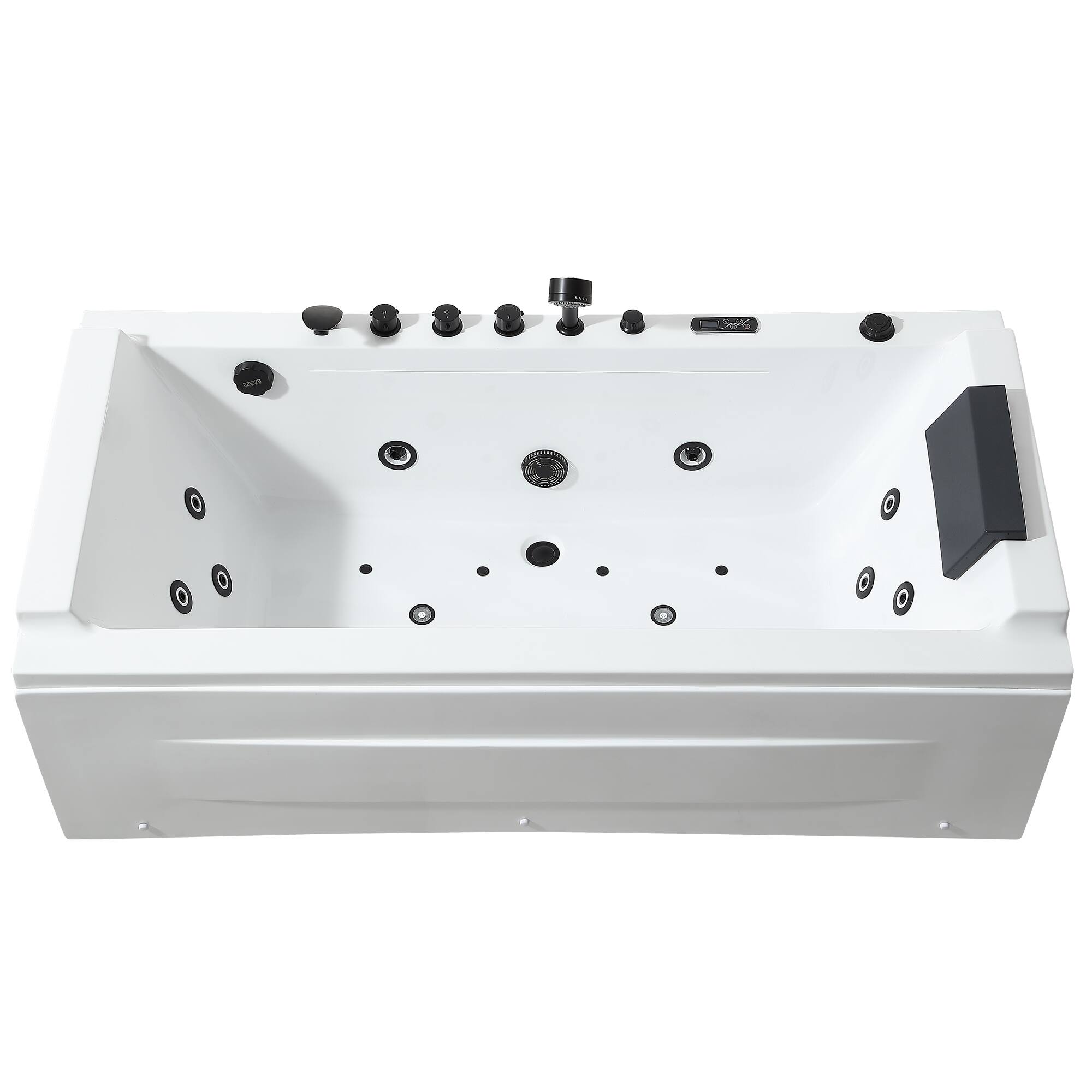 Left. Empava - 71 in. x 29 in. Alcove Whirlpool Air Combination Bathtub Rectangular Bath with Left Drain-Black Tub filler in White - White.