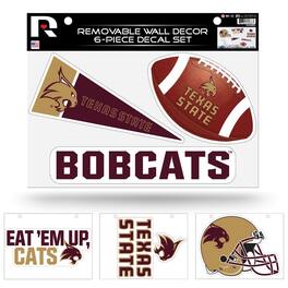 Rico Industries - Texas State Bobcats Set of 6 Removable Wall Decal Stickers - Multi