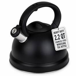 Luminuxe - Whistling Tea Kettle, 2.2qt Stainless Steel Stove Top Kettle with Cool-Touch Handle, Fast Boil - Black