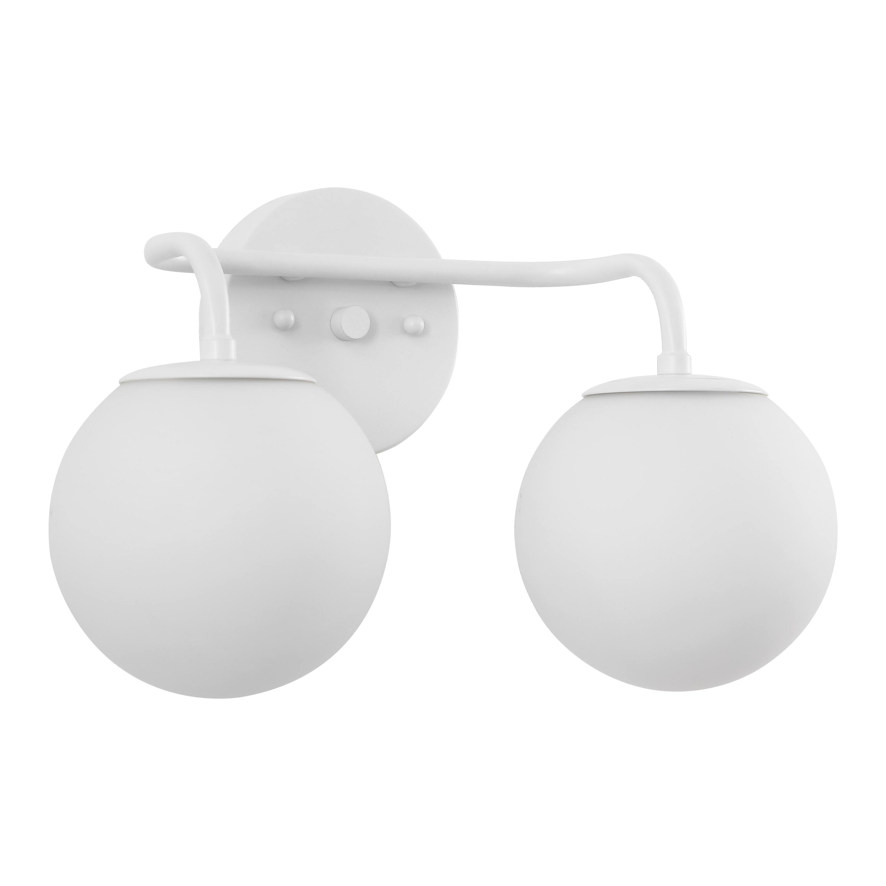 Alt View 9. Jonathan Y - Louis Parisian Globe 15" 2-Light Metal/Frosted Glass Modern Contemporary LED Vanity Light, White - White.