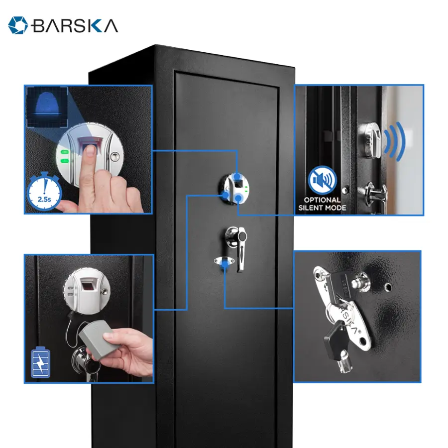 Alt View 14. Barska - Extra-Large Biometric Rifle Safe - Black.